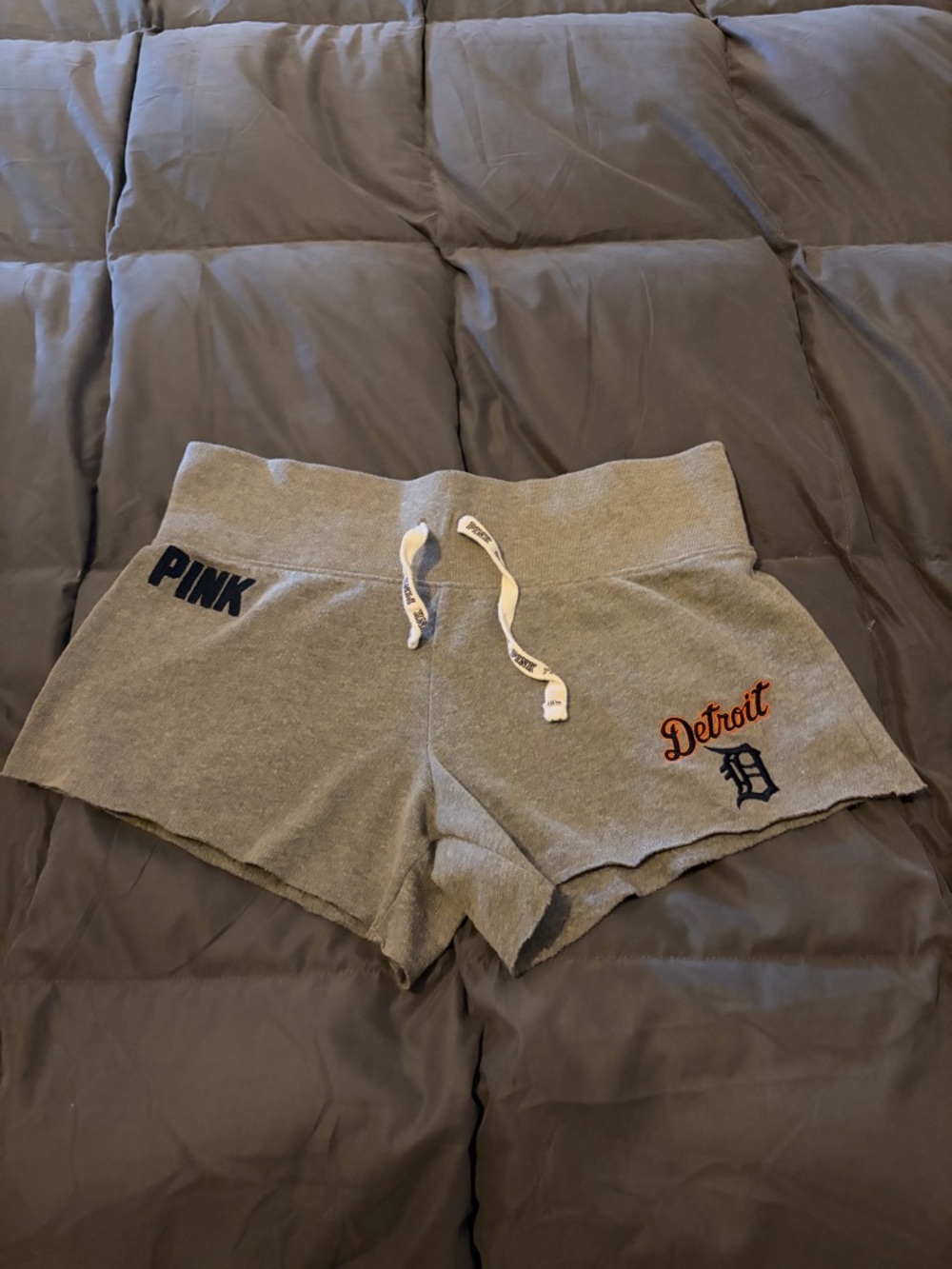 PINK Victoria's Secret Grey Detroit Tigers  Embroidered Athletic Shorts
